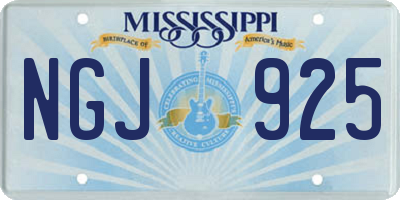 MS license plate NGJ925