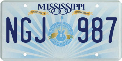 MS license plate NGJ987