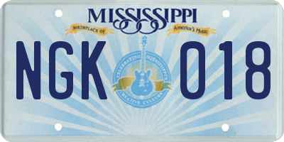MS license plate NGK018