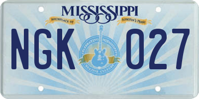 MS license plate NGK027