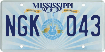 MS license plate NGK043