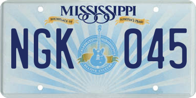 MS license plate NGK045