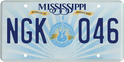 MS license plate NGK046