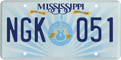 MS license plate NGK051