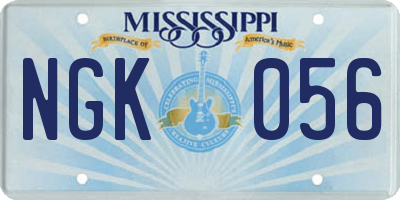 MS license plate NGK056