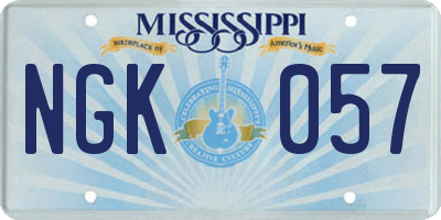 MS license plate NGK057