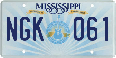 MS license plate NGK061
