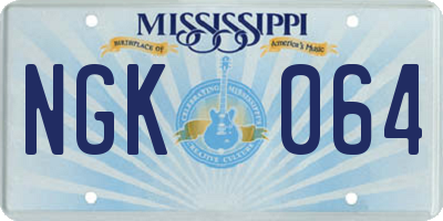 MS license plate NGK064