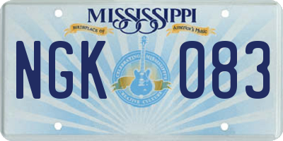 MS license plate NGK083