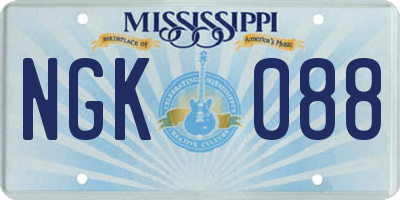 MS license plate NGK088