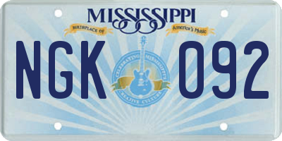 MS license plate NGK092