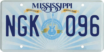 MS license plate NGK096