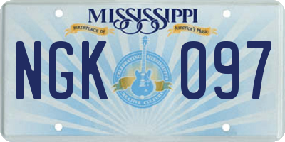 MS license plate NGK097