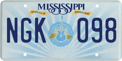 MS license plate NGK098