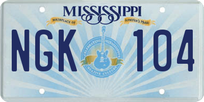 MS license plate NGK104