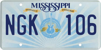 MS license plate NGK106