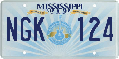 MS license plate NGK124