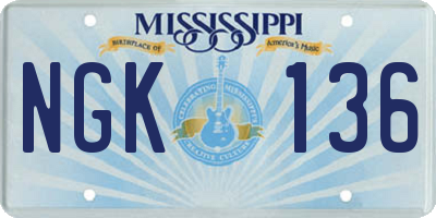 MS license plate NGK136