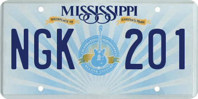 MS license plate NGK201
