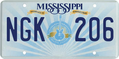 MS license plate NGK206
