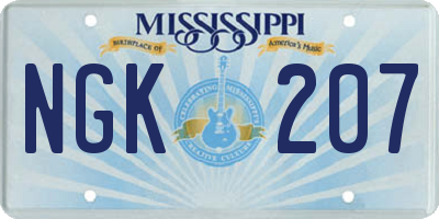 MS license plate NGK207