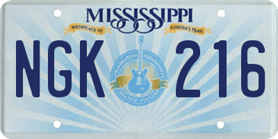 MS license plate NGK216