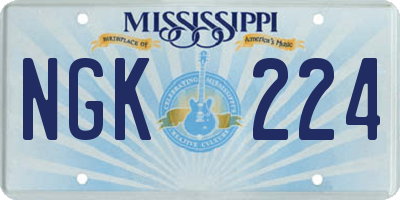 MS license plate NGK224