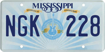 MS license plate NGK228