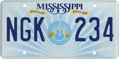 MS license plate NGK234