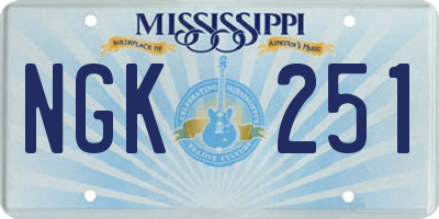 MS license plate NGK251