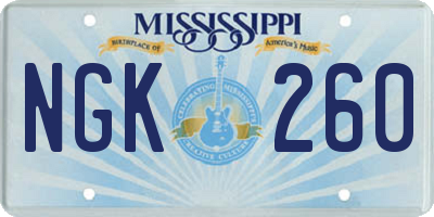 MS license plate NGK260