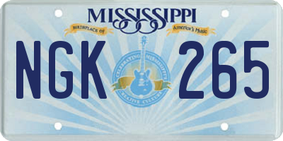 MS license plate NGK265