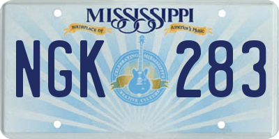 MS license plate NGK283