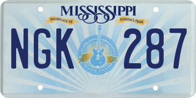 MS license plate NGK287