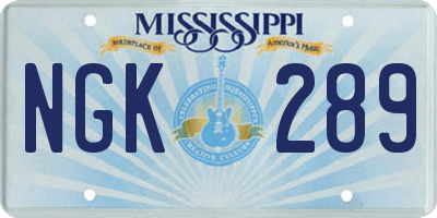 MS license plate NGK289