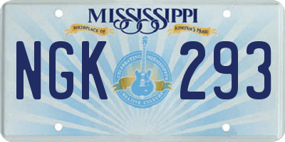 MS license plate NGK293
