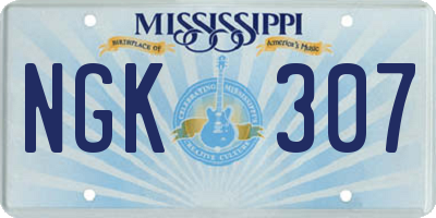 MS license plate NGK307