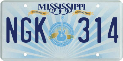 MS license plate NGK314