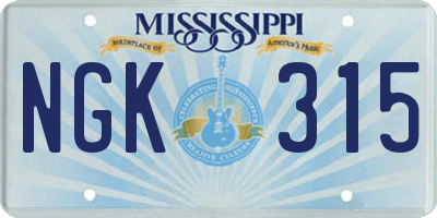 MS license plate NGK315