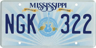 MS license plate NGK322