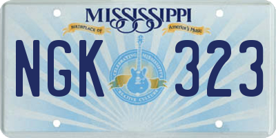 MS license plate NGK323