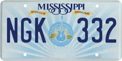 MS license plate NGK332