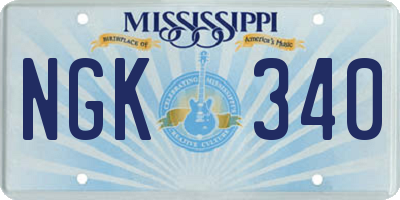 MS license plate NGK340