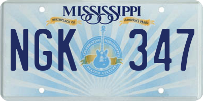 MS license plate NGK347