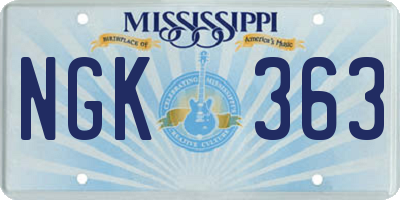 MS license plate NGK363