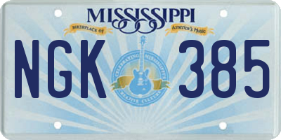 MS license plate NGK385