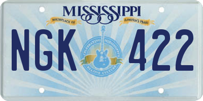 MS license plate NGK422