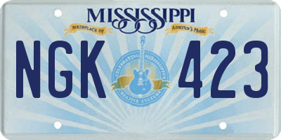 MS license plate NGK423