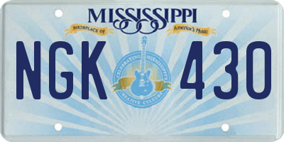 MS license plate NGK430
