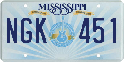 MS license plate NGK451